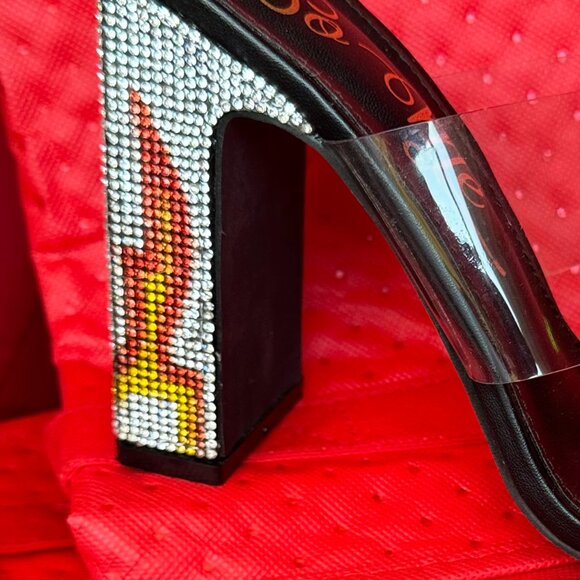 Dollz Kill Pound The Alarm Lucite Rhinestone Flame Heel (US9) - Picture 4 of 9